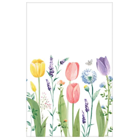 102&#x22; Spring Tulip Garden Plastic Table Covers, 3ct.